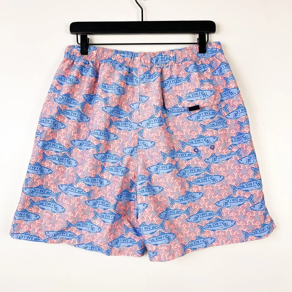 Vineyard Vines Mens Starfish Fish Swim Trunks Shorts Pink Blue 7